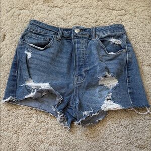 Casual Blue Distressed Jean Shorts